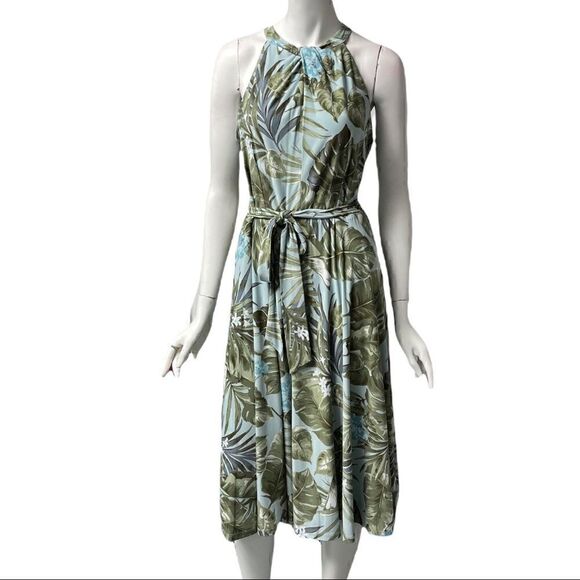 Julia Jordan A Line Palm Print Sleeveless Dress - Picture 1 of 5